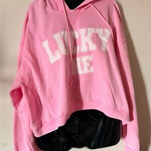 No Boundaries Pink 'Lucky Me' Crewneck Hoodie